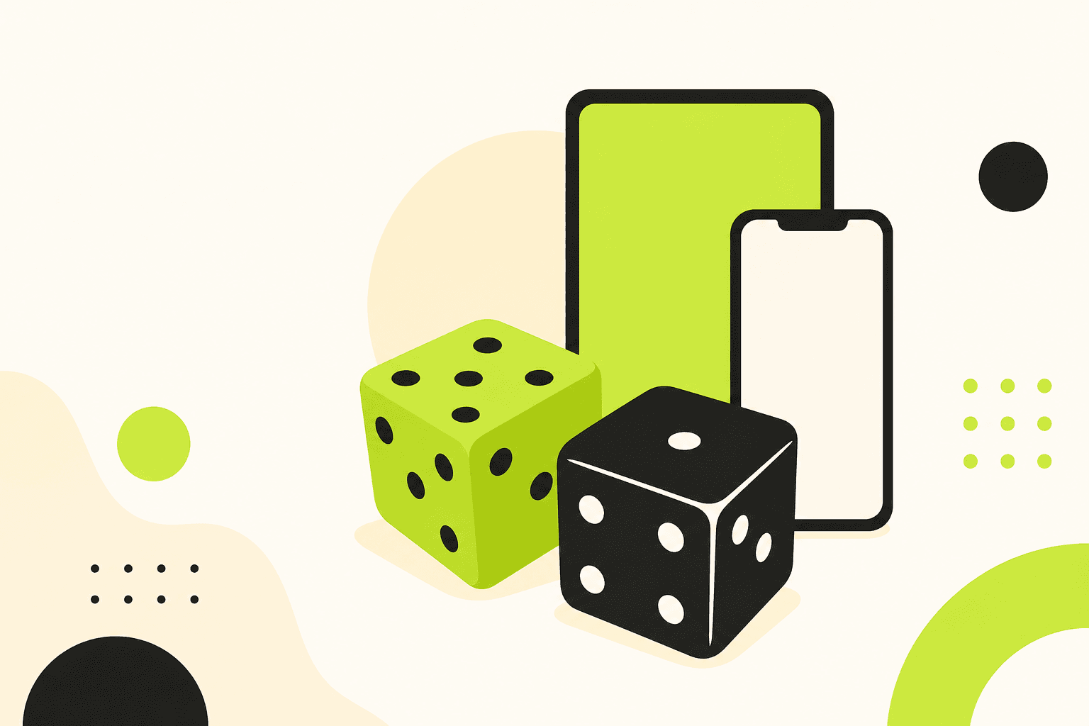 Abstract illustration of mobile devices and dice